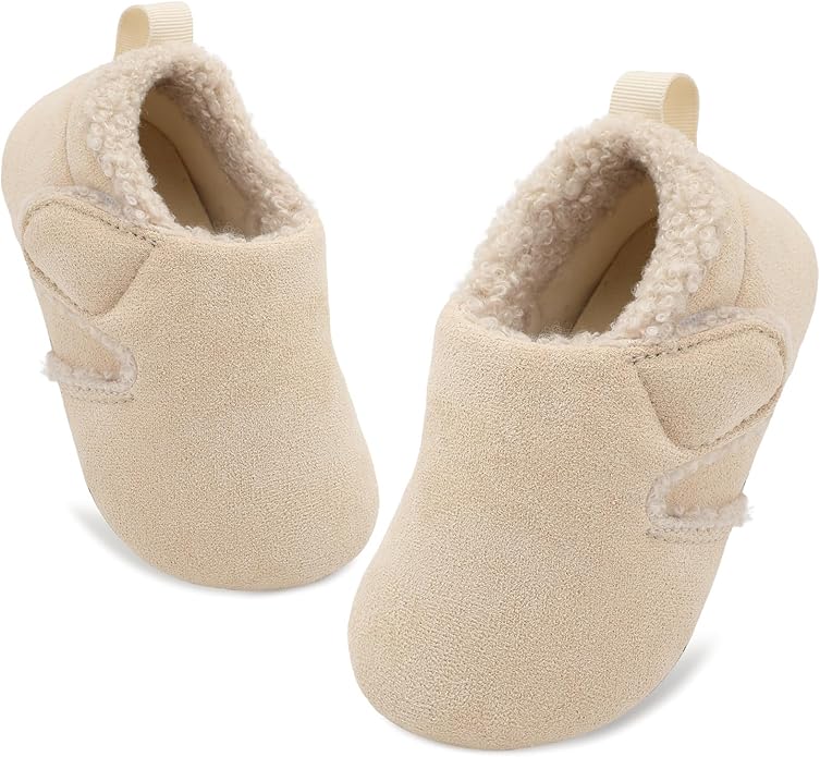 JOINFREE Toddler Slippers Boys Girls Adjustable House Shoes Barefoot Sock Shoes with Rubber Sole Baby Comfort Warm Indoor Outdoor Walking Shoe