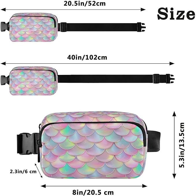 Pink Mermaid Scales Fanny Pack for Women Men Water Resistant Fashion Waist Packs with Adjustable Strap Belt Bag for Travel Workout Jogging Hiking 21219432