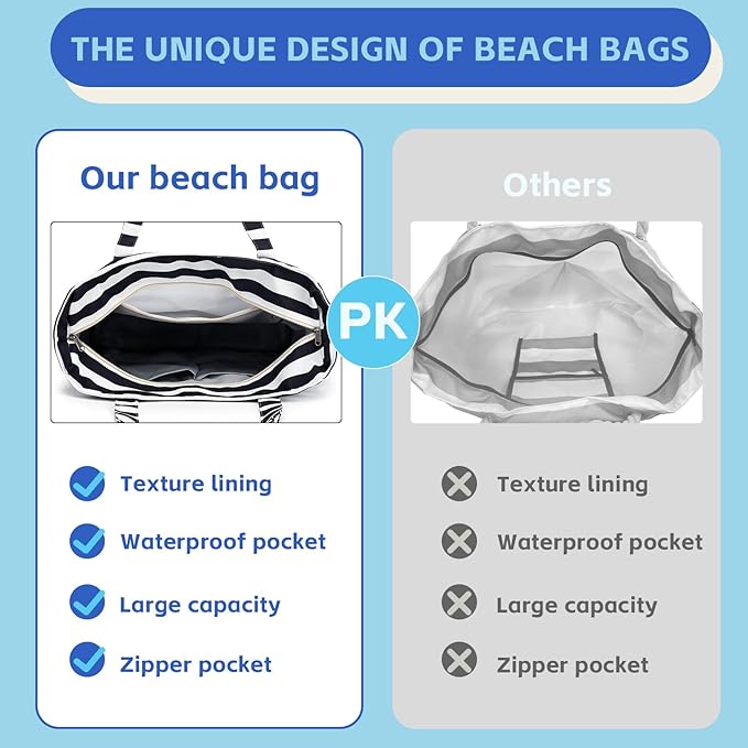 LEDAOU Beach Bag Waterproof Sandproof Women Beach Tote Pool Bag with Zipper for Swim Gym Grocery Travel with Wet Pocket | Sandproof, with Zipper, for Gym, Grocery, Travel, with Wet Pocket