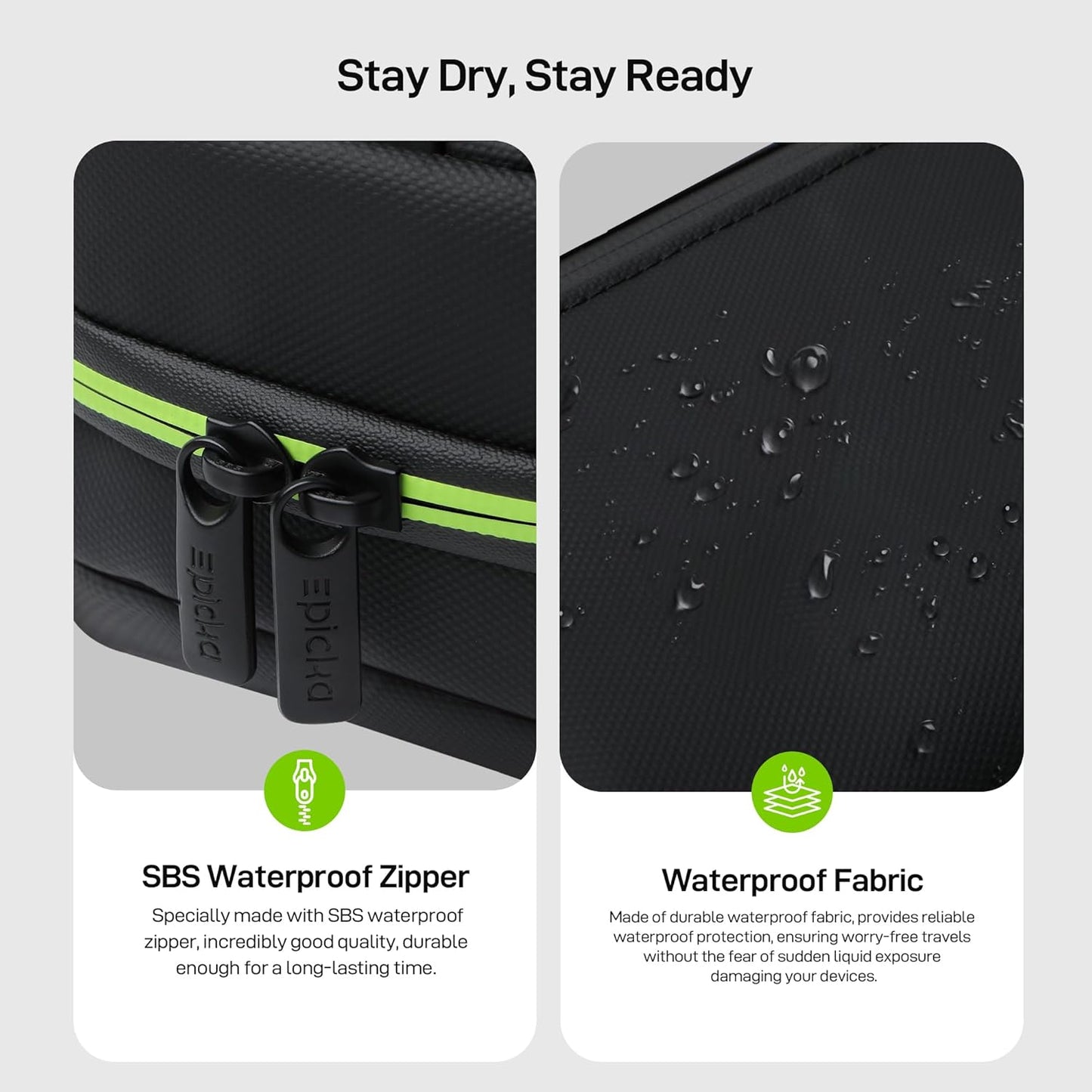 EPICKA Electronics Organizer Travel Case - Cable Organizer Bag for Travel Accessories, Tech Pouch for Cords, Charger, Adapter, Cables, Power Bank, Waterproof Storage Bag with Luggage Strap, Black