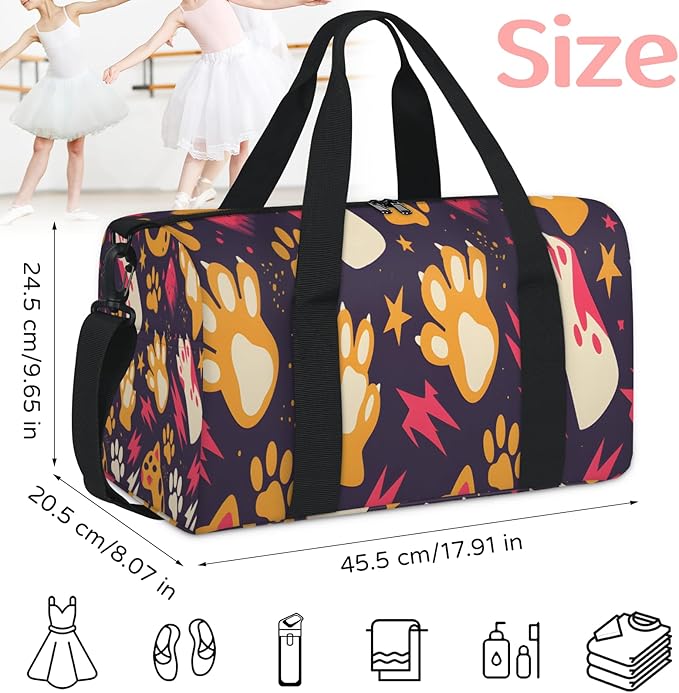 Fun Footprint Travel Duffle Bag for Men Women, Lightweight Sport Gym Bag Tote Overnight Weekender Carry on Tote