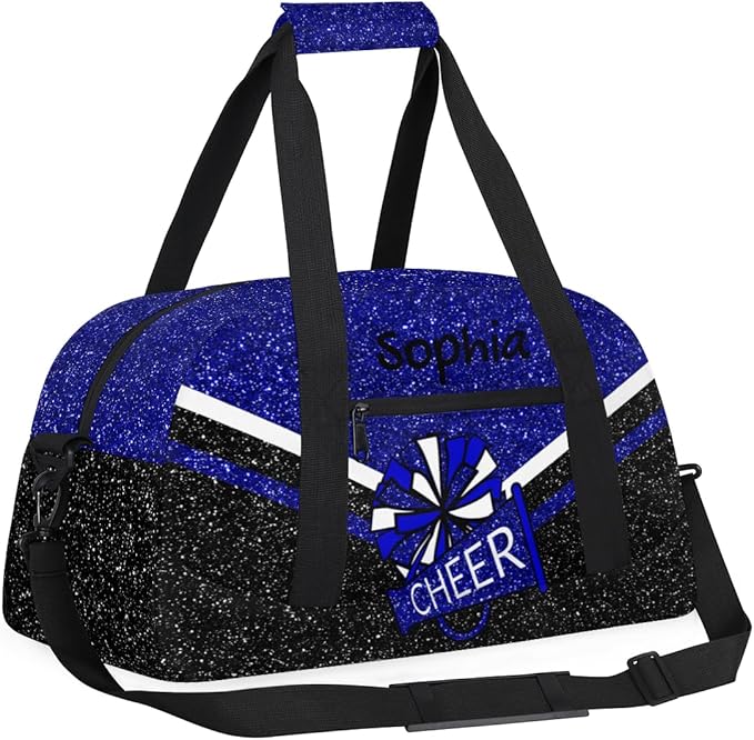 Personalized Blue Glitter Cheer Bag for Cheerleaders, Custom Sport Gym Bag Dance Bag Travel Duffle Bag Cheerleading Gifts for Women