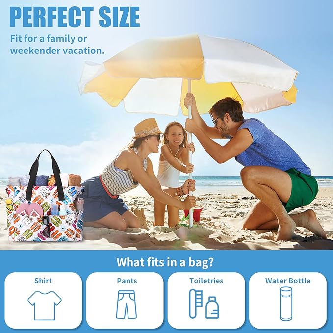 Beach Bags for Women, Large Waterproof Sandproof Swim Pool Bag with Dry Wet Seperated Pocket Utility Tote Bag