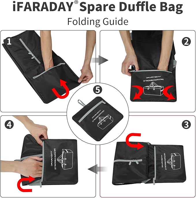 35L Small Foldable Duffle Bag - 22 inch Lightweight Spare Storage Bag for Travel(Black)