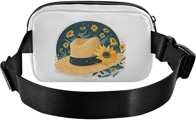 Hat with Sunflowers Fanny Pack for Women Men Water Resistant Fashion Waist Packs with Adjustable Strap Belt Bag for Travel Workout Jogging Hiking 21218959