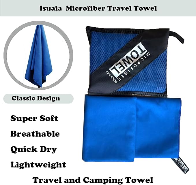 Reusable Quick Dry Beach Towels,Microfiber Travel Towel,Compressed Lightweight Bath Towel for Beach Hiking Gym Yoga Travel Sports Swimming Camping(Royal Blue, 12"*24")