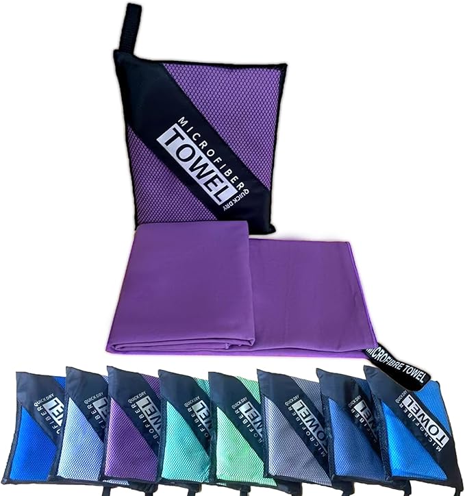 Reusable Quick Dry Beach Towels,Microfiber Travel Towel,Compressed Lightweight Bath Towel for Beach Hiking Gym Yoga Travel Sports Swimming Camping(Violet Purple, 43"*69")