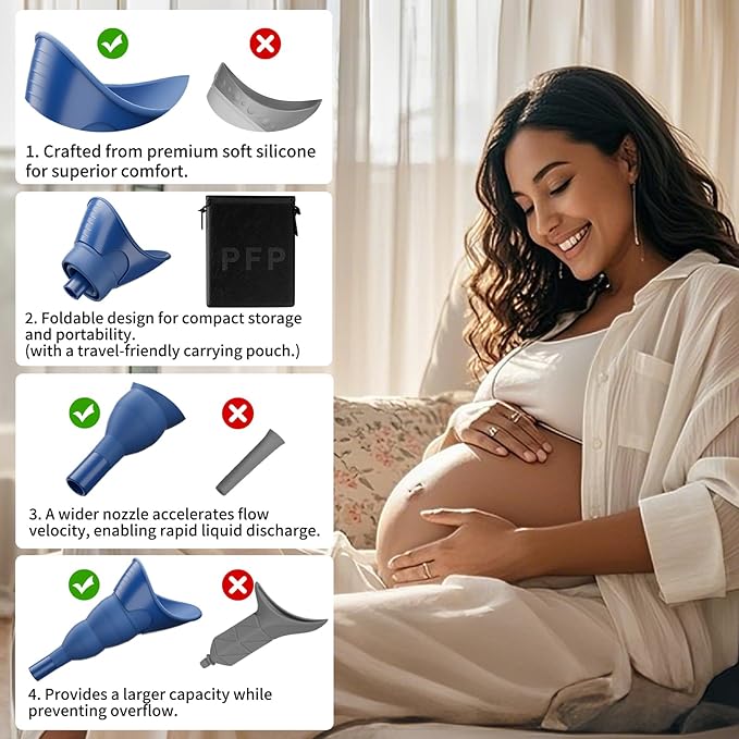PFP Female Urination Device - Female Urinals for Women with Storage Pouch, Pee Funnel for Women Travel Companion for Outdoor & Surgery, Female Urinal Perfect for Hiking, Camping, Travel