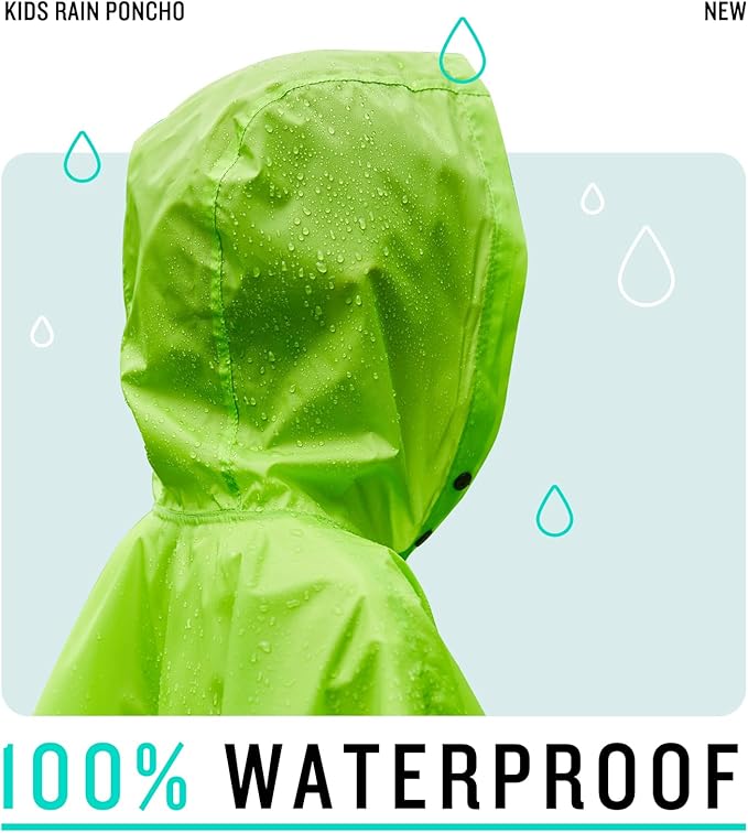 SaphiRose Lightweight Kids Rain Poncho Jacket Waterproof Outwear Rain Coat