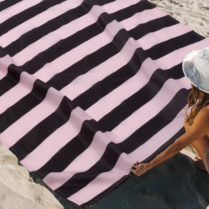 Beach Blanket Waterproof Sandproof, 78''×86'' Large Beach Mat for 2-4 Adults with Stakes, Sand Free Quick Dry Lightweight Outdoor Picnic Blankets for Travel, Camping, Hiking