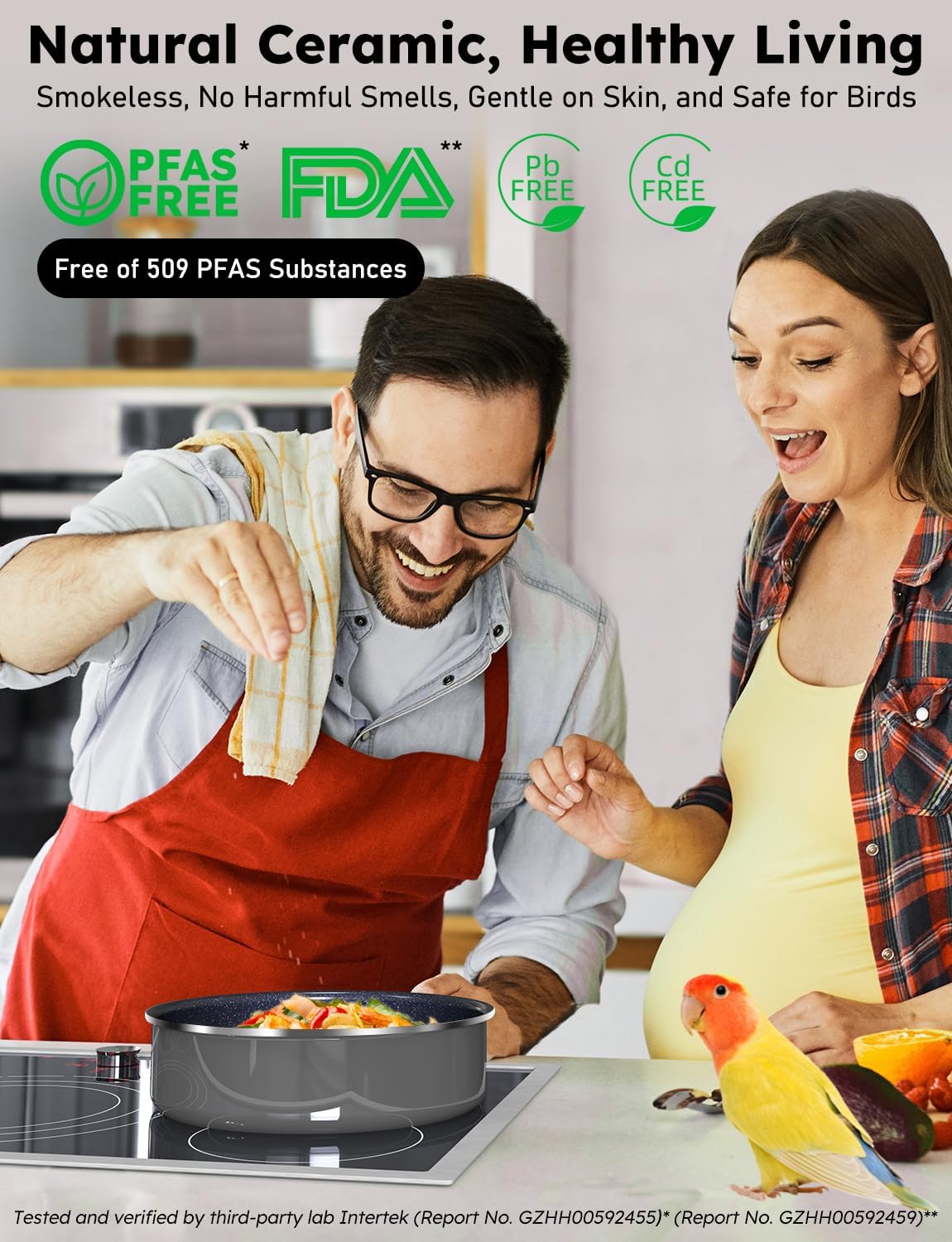 Pro DUXANO 12PC Nonstick Pots and Pans Set&Hybrid 3-Ply Stainless Steel Skillet, High Heat Sear&Fry, 2-Layer Ceramic Induction Cookware, 9H Scratch-Resistant&Anti-Warp,PFAS Free,All Cooktop/Dishwasher