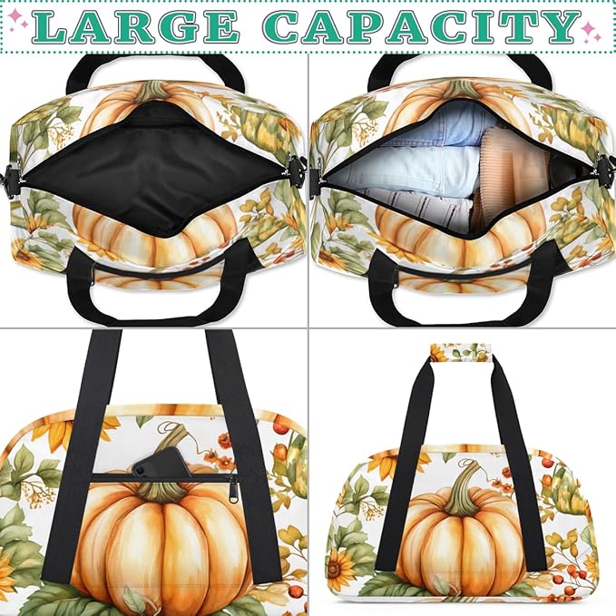 Sunflower Pumpkin Kids-Duffel-Bags Gymnastics Dance Bag Carry-On Overnight Travel Gym Lightweight Dance Sports Bags For Girls Boys Kids，