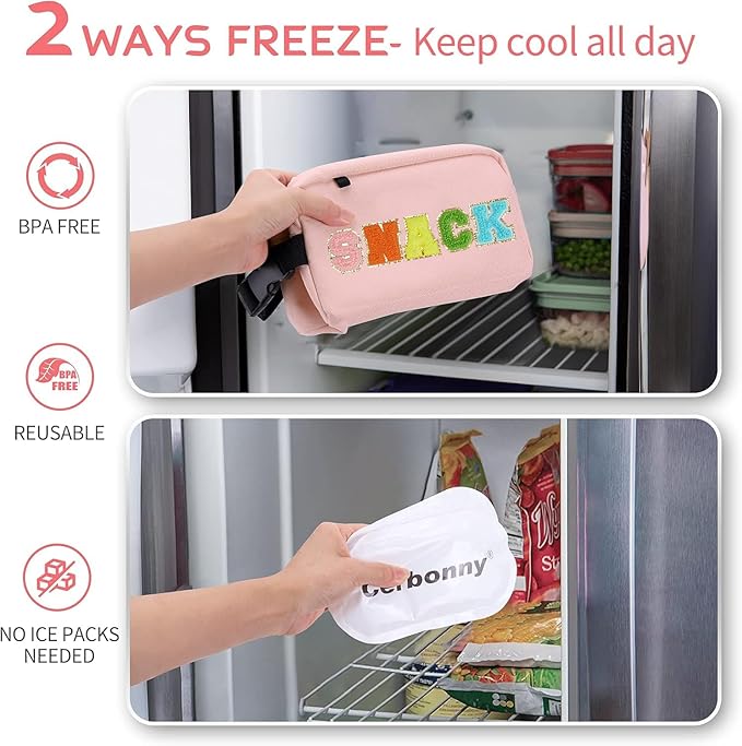 Freezable Lunch Bag,Freezable Snack Bag,Mini Cooler Bag for Travel/Work/School,Small Insulated Bag,Small Cooler Lunch Box with Ice Packs,Insulated Snack Bag,Freezable Snack Box with Handle Buckle