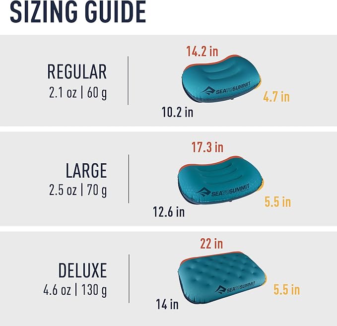 Sea to Summit Aeros Ultralight Inflatable Camping and Travel Pillow, Regular, Grey