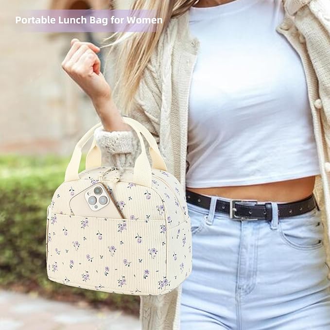 LEDAOU Lunch Box for Women Insulated Lunch Bag Cute Lunchbox Compact Cooler Thermal Reusable Lunch Tote for Work School Picnic Travel