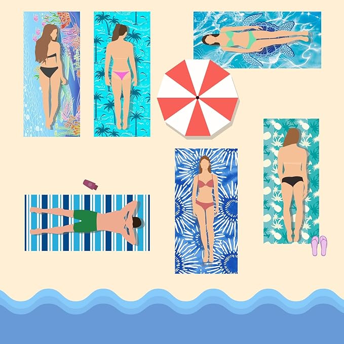Gogreen Quick Dry Sand Free Beach Towel for Travel Pool Lightweight 71x32 in Absorbent Microfiber Oversized Towels Yoga Bath Camping Sport - Stylish Unique Gift - Red Flower