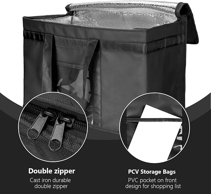 Yalin XXXL Large Insulated Cooler Bag, Styrofoam Cooler of Keep Food Hot or Cold, Reusable Double Zipper Food Delivery Bag for Grocery Shopping, 23" W x 15" H x 14" D