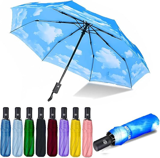 MRTLLOA 42/49 Inch Compact Travel Essentials Umbrella for Rain, Lightweight, Portable, Automatic, Strong, Waterproof Folding Umbrellas for Women, Men and Teenagers