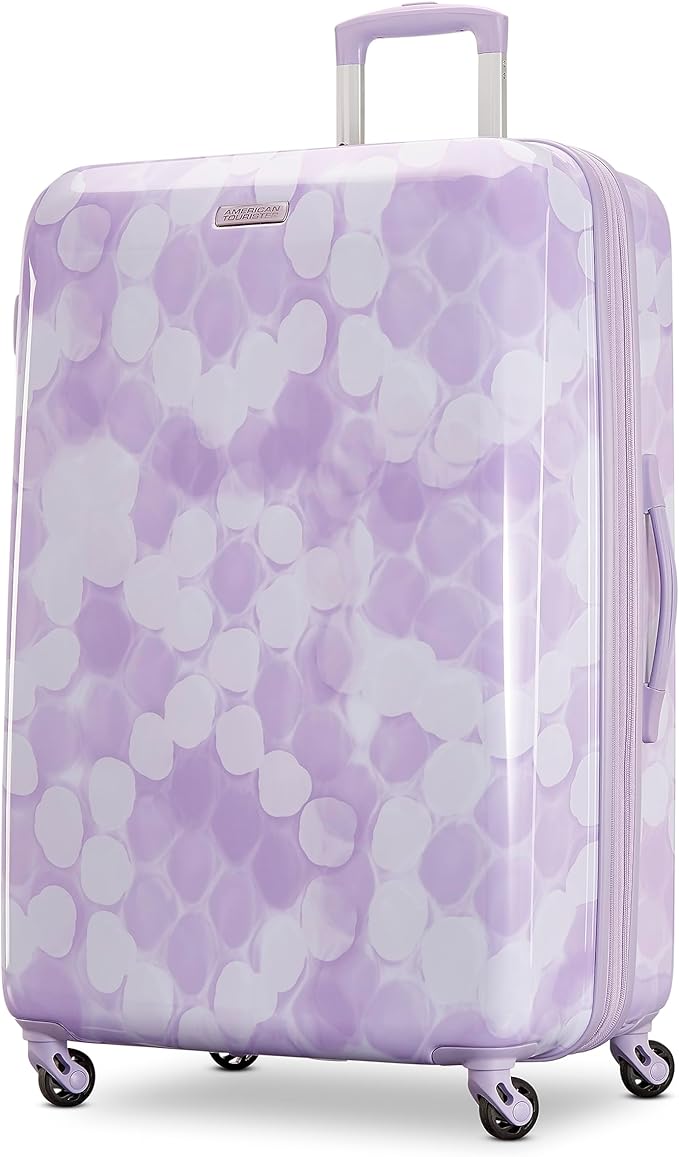 American Tourister Moonlight Hardside Expandable Luggage with Spinner Wheels, Lavender Maze, Checked-Large 28-Inch