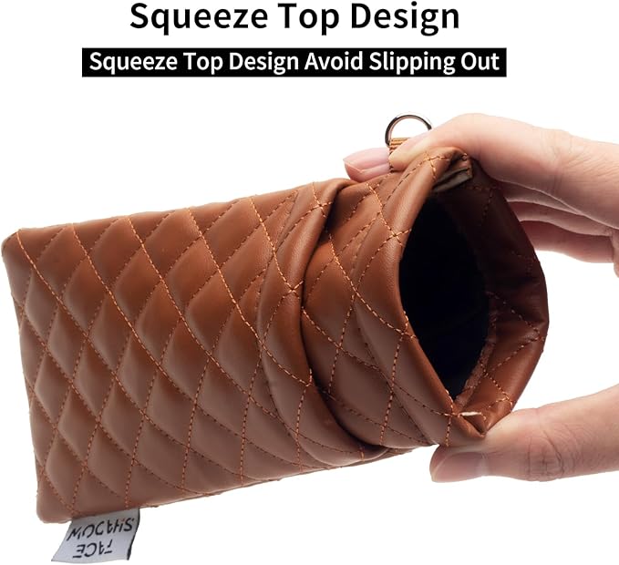 Face Shadow Double Glasses Case Soft Eyeglass Case For Women Men Squeeze Top Sunglasses Case With Cleaning Cloth