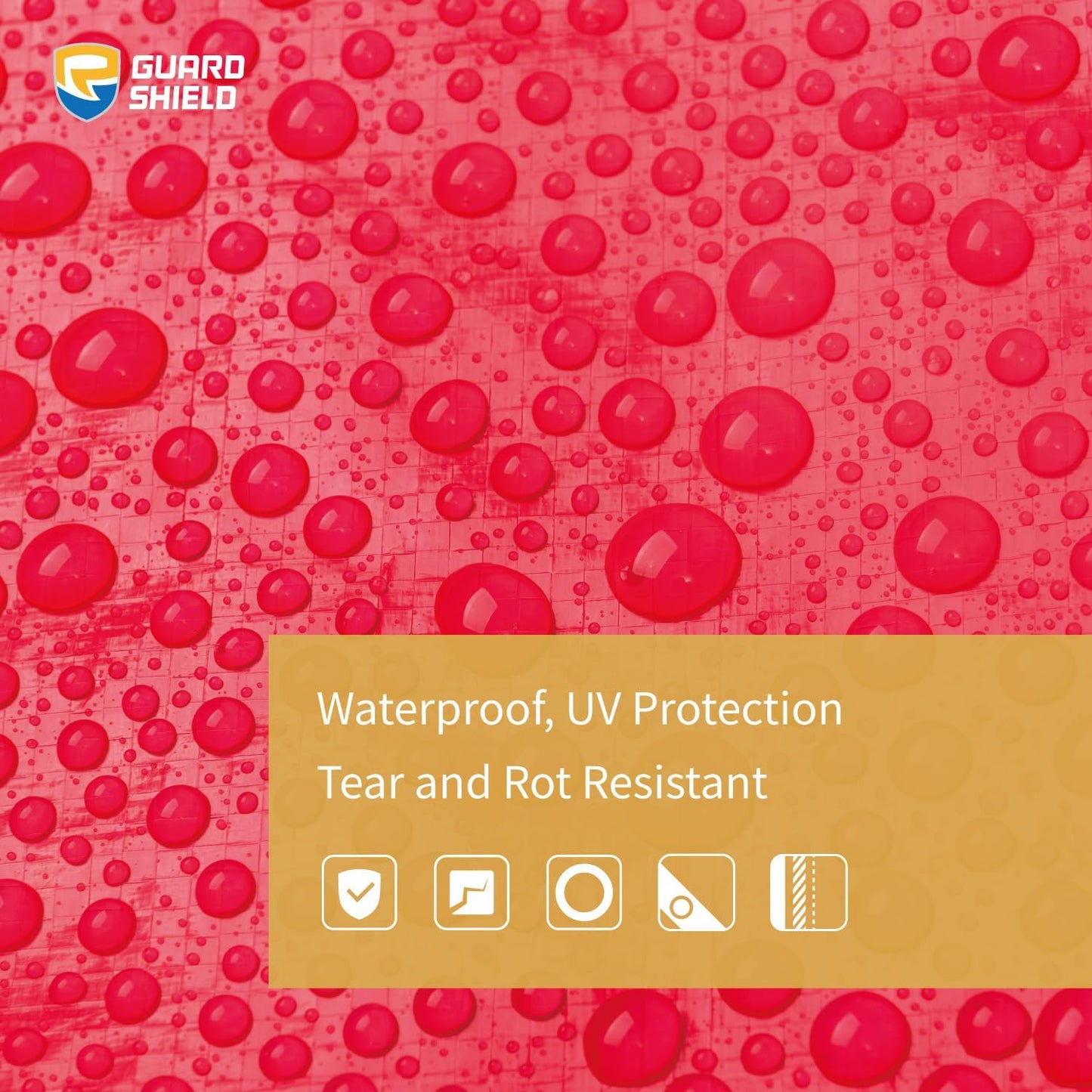 GUARD SHIELD Red Tarp 8x8 Feet Tarps High Visibility Outdoor Poly Cover Lightweight 6mil