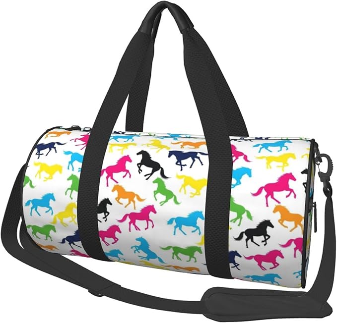 Gym Bag for Women & Men Colorful Horse, Lightweight Duffel Bag Carry On Bags Travel Bag Waterproof for Workout Sport Travel