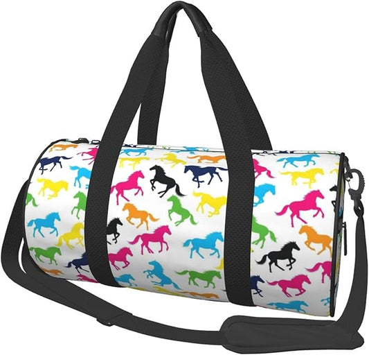 Gym Bag for Women & Men Colorful Horse, Lightweight Duffel Bag Carry On Bags Travel Bag Waterproof for Workout Sport Travel