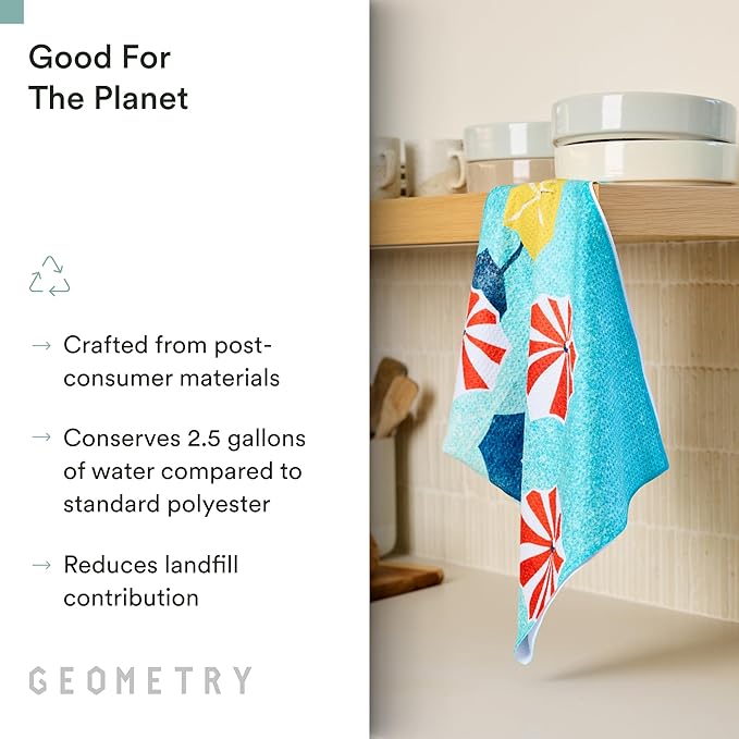 GEOMETRY Spring Kitchen Towels - Quick Dry Microfiber Cloth Spring & Summer Dish Towels for Kitchen Drying - Premium Quick Dry Towel - Blue Garden Wings, 18" x 30" - 1-Pack