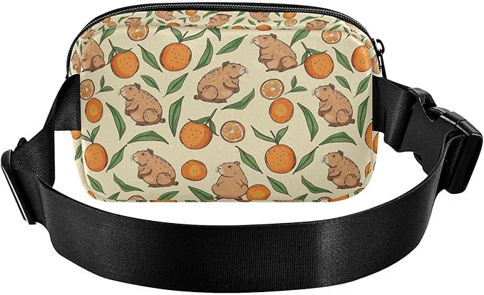 Kawaii Capybara Orange Fanny Pack for Women Men Water Resistant Fashion Waist Packs with Adjustable Strap Belt Bag for Travel Workout Jogging Hiking 21220240