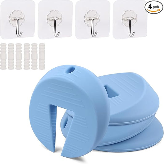 Door Pinch Guard and Door Slam Stopper, Durable Silicone Door Finger Pinch Guard, Prevents Finger Pinch Injuries, Slamming on Even Heavy Doors, Door Safety for Kids, 4 Packs Blue Upgraded.