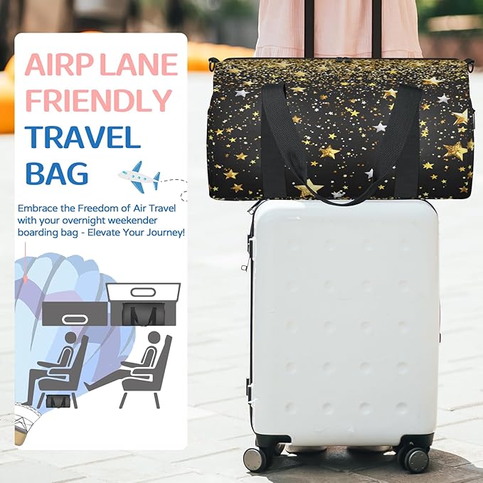 Galaxy Star Print Travel Duffle Bag for Women Men, Overnight Weekender Bag, Carry on Tote for Sport Gym