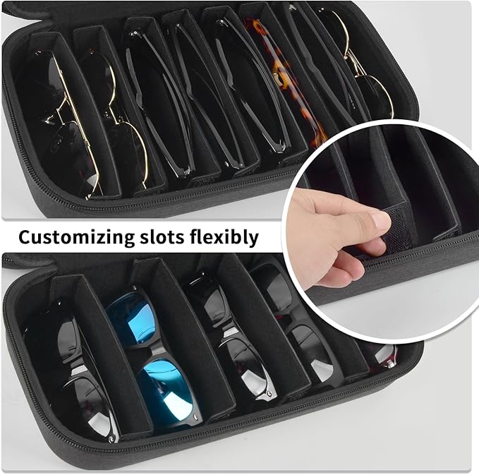 Travel Sunglass Organizer Case for 8 Pairs Polarized Sunglasses, Storage Box for Multi-style Dressers (Bag Only)