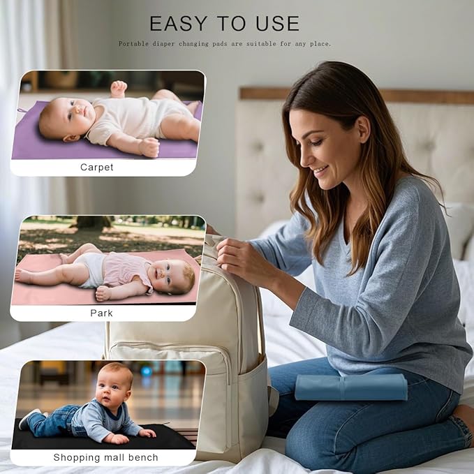 Purple Portable Diaper Changing Pad, Baby Changing Mat for Baby Travel or Home, Foldable Mat Fits Perfectly in Diaper Bag (67-17)