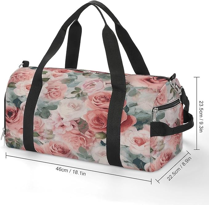 Soft Color Pale Faded Mix of Roses Gym Bag Lightweight ，Travel Duffle Bag with Shoe Compartment，Gym Bag for Women for Overnight, Weekend, Yoga, Gym, Business Trips, Sport And Hospital.