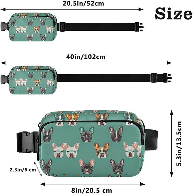 Kawaii French Bulldog Fanny Pack for Women Men Water Resistant Fashion Waist Packs with Adjustable Strap Belt Bag for Travel Workout Jogging Hiking 21219309