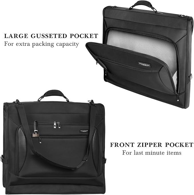 WallyBags® Solutions 45" Premium Garment Bag with shoulder strap and multiple pockets