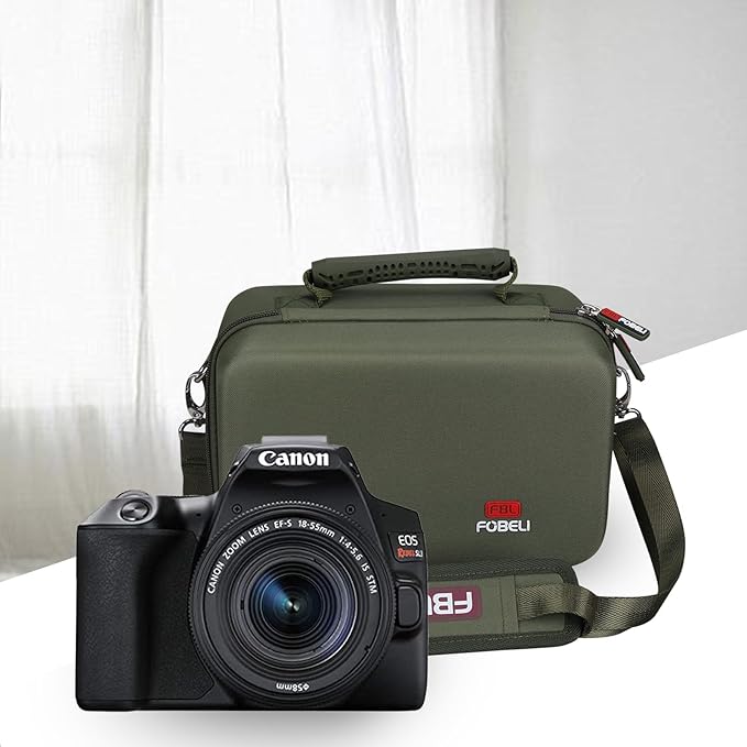 FBLFOBELI EVA Travel Storage Case for Canon EOS Rebel T7 / T8i / T5 / R50 / R100 DSLR Camera with 18-55mm Lens, Camera Protective Waterproof Carrying Bag (Case Only) (Army Green)