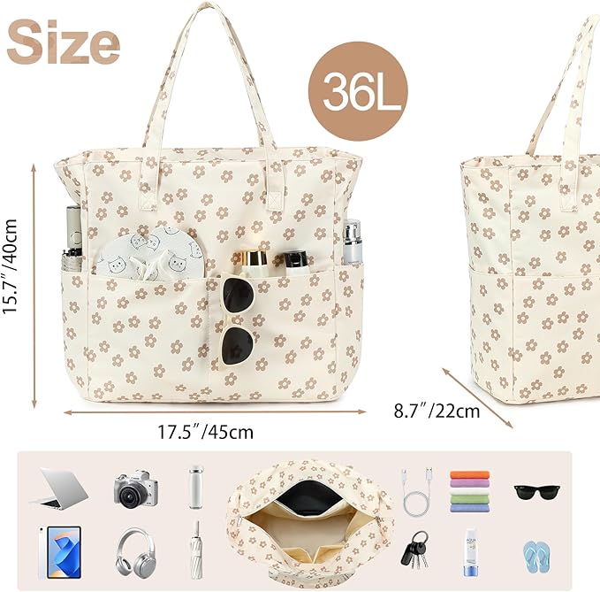 Bluboon Beach Bags for Women, Large Waterproof Tote Bag With Wet Compartment for Pool Weekender Travel Gym