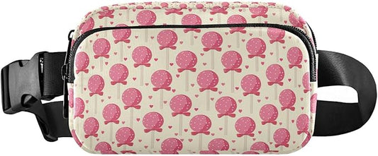 Kawaii Bow-knot Lollipop Fanny Pack for Women Men Water Resistant Fashion Waist Packs with Adjustable Strap Belt Bag for Travel Workout Jogging Hiking 21220362