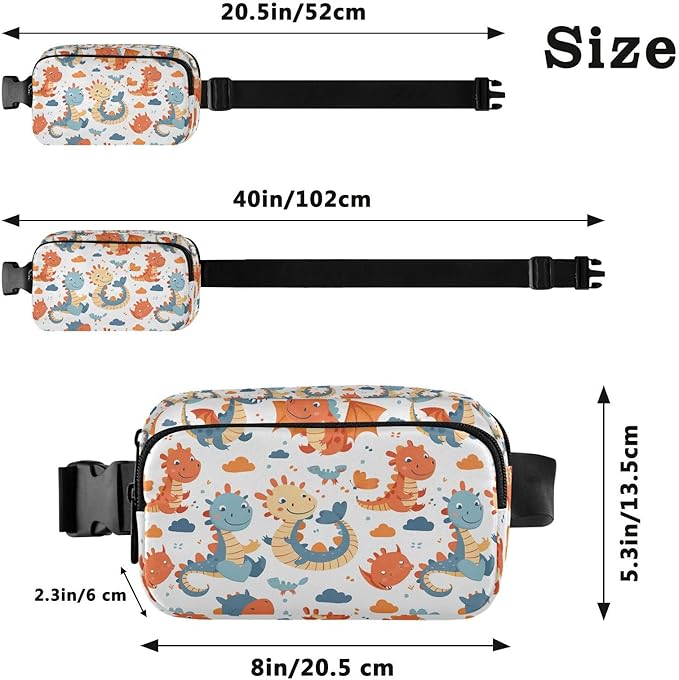 Cute Dinosaur Dino Fanny Pack for Women Men Water Resistant Fashion Waist Packs with Adjustable Strap Belt Bag for Travel Workout Jogging Hiking 21220132