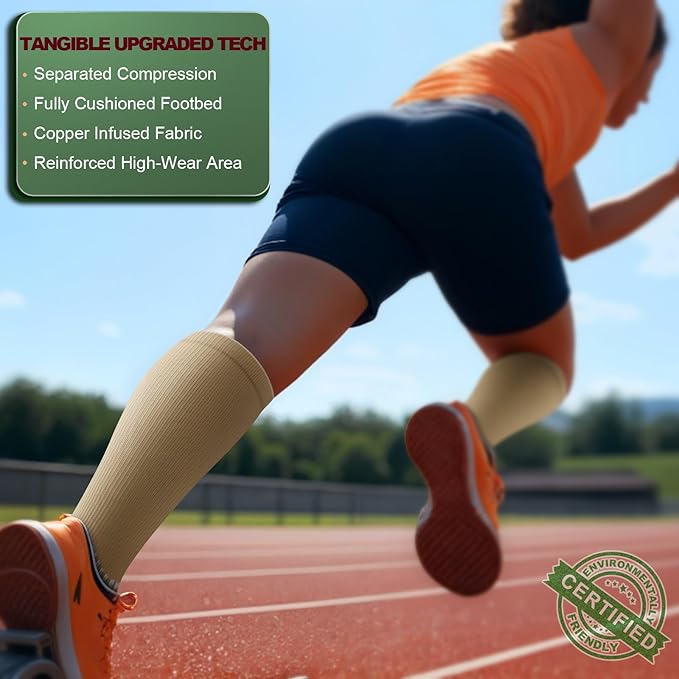 BULLIANT Compression Socks 3Pairs-15-20mmHg Circulation Support Men Women Hiking Sports Recovery-Upgraded Wicking Tech