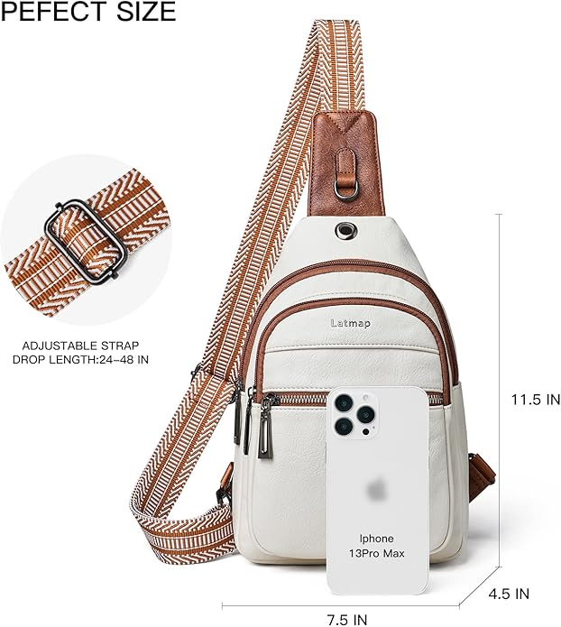 Sling Bag For Women Faux Leather Small Casual Daypack Backpack Fanny Pack Crossbody Chest Bags Purse