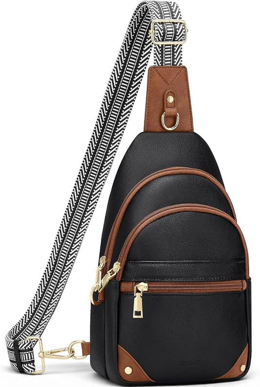 Anti Theft Crossbody Bags for Women, RFID Sling Bag Travel Purse, RFID Cross Body Purses Chest Bag for Travel Black Brown