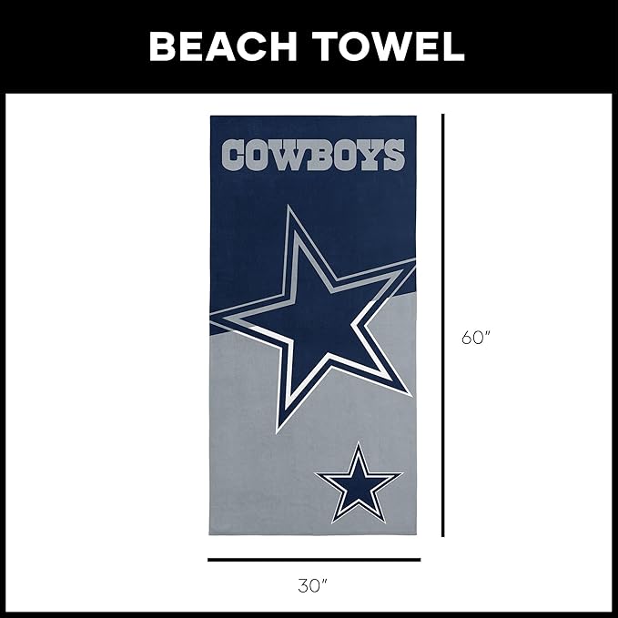 Northwest NFL Oversized Microfiber Beach Towel, 60 x 70 Inches – Quick Dry, Sand Resistant, Lightweight, Highly Absorbent, Shibori Design