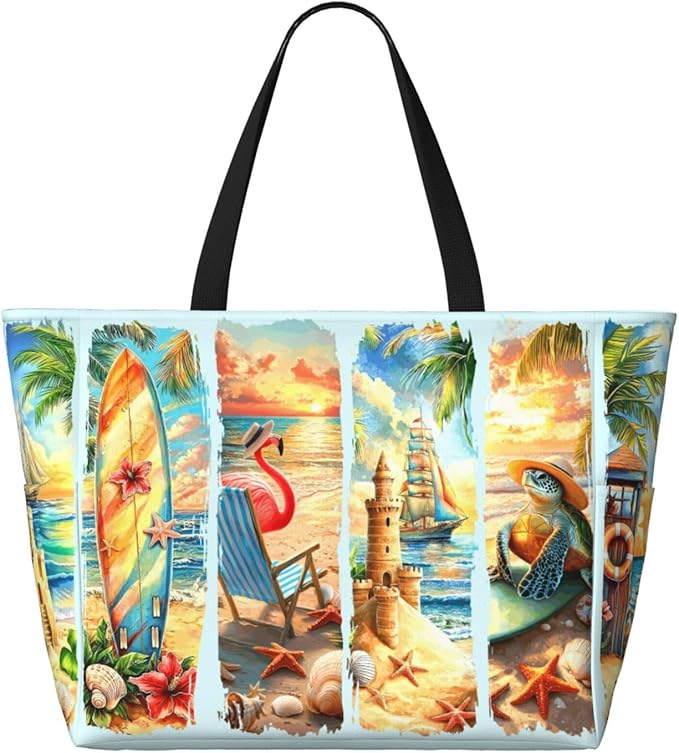 Large Beach Tote Bag Beach Bag Waterproof Sandproof Lightweight Women Tote