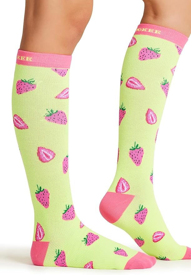 Cherokee Women's 10-15mmHg Compression Socks – Fun Print Knee Highs with Light Support, Soft Feel - PRINTSUPPORT