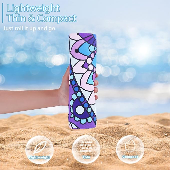 TwoYek 6 Pack Microfiber Thin Beach Towel Lightweight 71x32 Oversized Extra Large Sand Free Towels Quick Dry for Travel Pool Yoga Gym Sports Beach Accessories Vacation Essential Gift