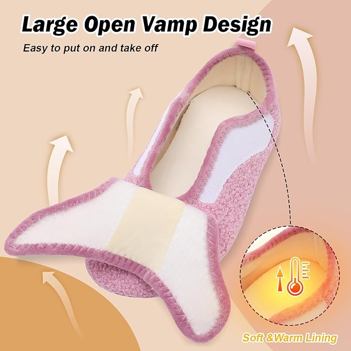BARERUN Slippers for Women Men Wide House Diabetic Shoes for Women Men Warm Arthritis Edema Swollen Neuropathy Socks Slip on Adjustable Fuzzy Comfy Soft Womens Mens Bedroom Sliipers