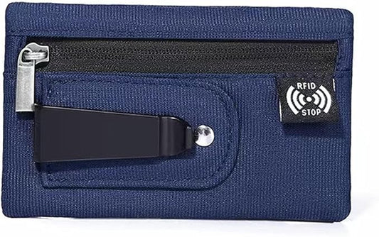 RFID Hidden Clip Stash Money Belt - Ultra Thin Anti-Theft Travel Pouch with Credit Card Slots for Women/Men, Perfect for International Travel, Daily Commute & Outdoor Activities (Deep Blue)