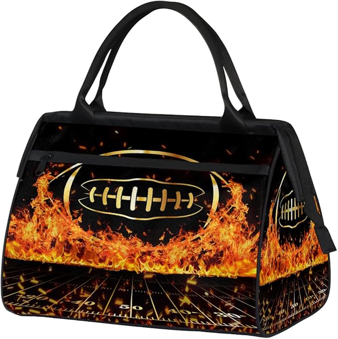 Sports Duffel Bags for Kids - Carry On Travel Gym Bag Waterproof Workout Shoulder Tote for Boys Girls Weekender Overnight Duffel for Swim Dance Camp(Football)